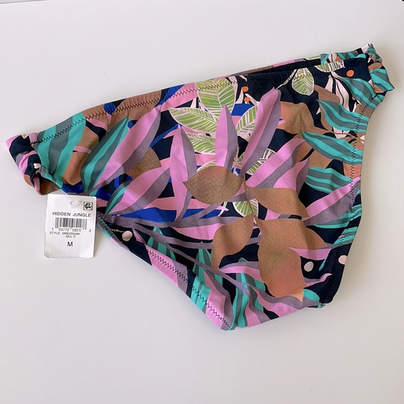 NWT M BAR lll tropical jungle multicolor tanga swim bottoms black pink floral - Picture 3 of 9